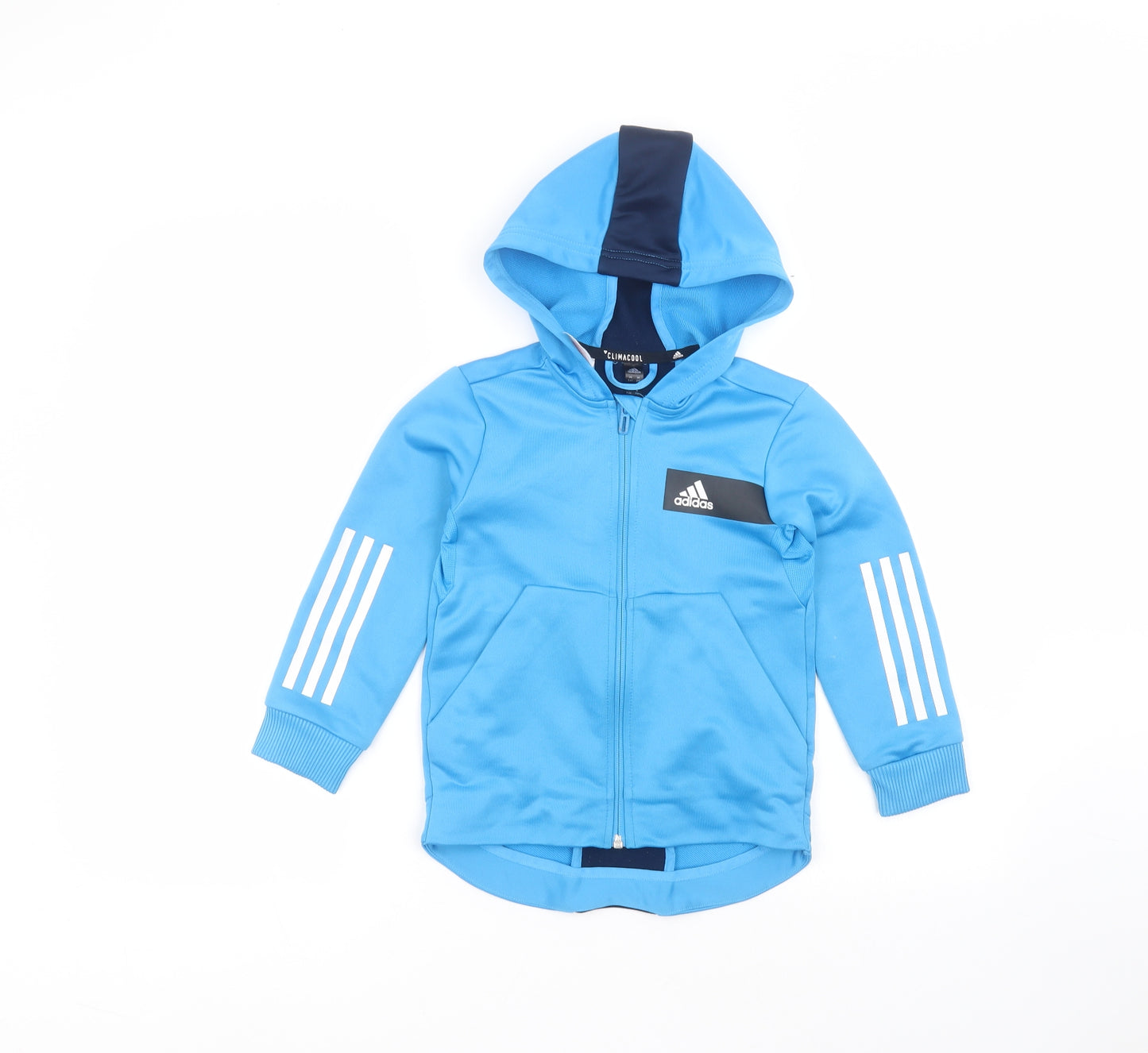 adidas Boys Blue  Polyester Full Zip Hoodie Size 5-6 Years