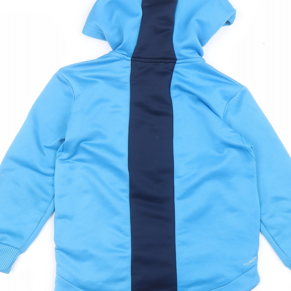 adidas Boys Blue  Polyester Full Zip Hoodie Size 5-6 Years