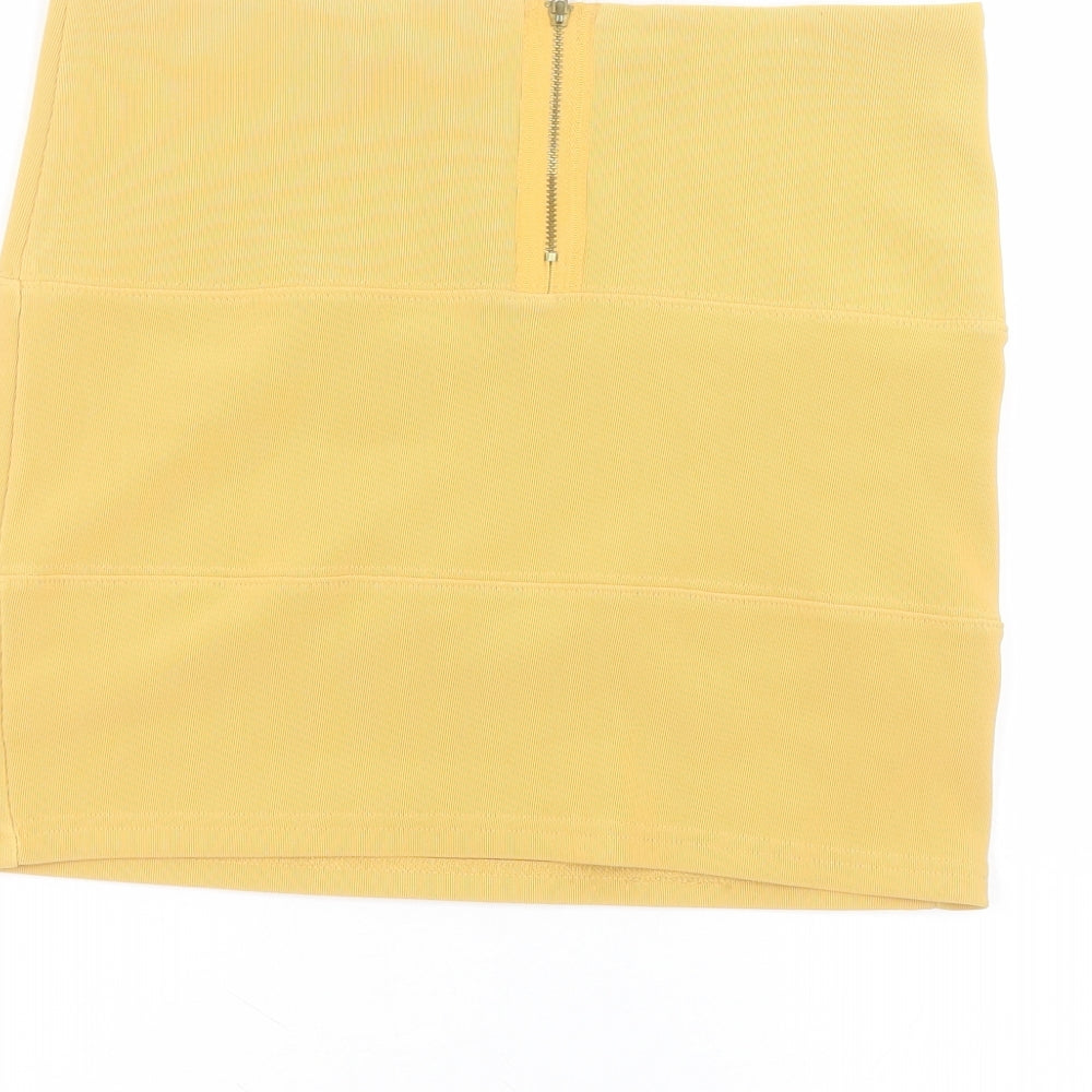 Papaya Womens Yellow  Polyester Mini Skirt Size 12