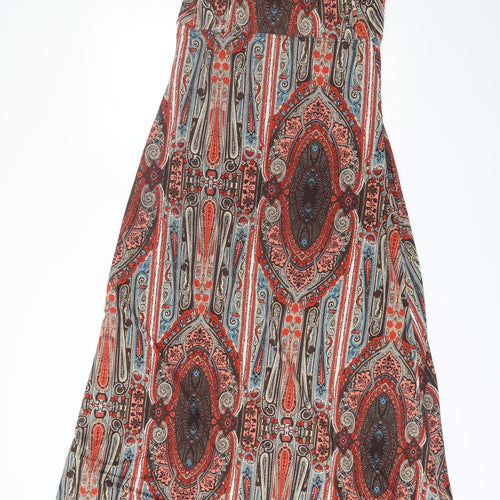 New Look Womens Red Paisley Polyester Maxi  Size 14  V-Neck