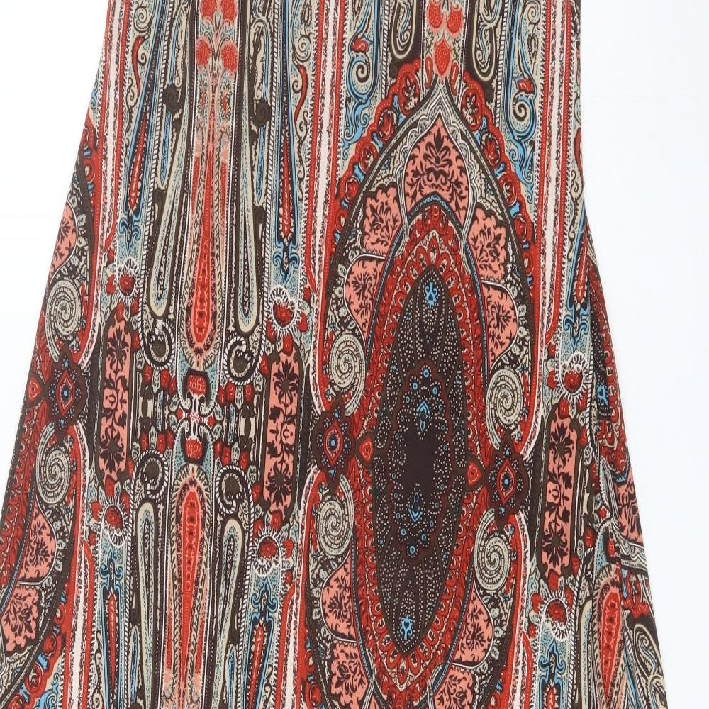New Look Womens Red Paisley Polyester Maxi  Size 14  V-Neck