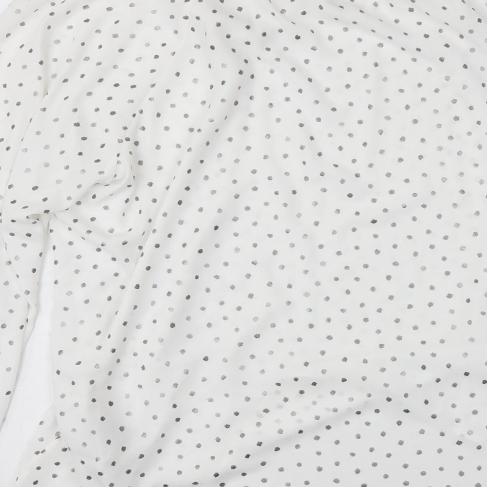 Marks and Spencer Womens White Polka Dot Polyester Basic Blouse Size 18 V-Neck