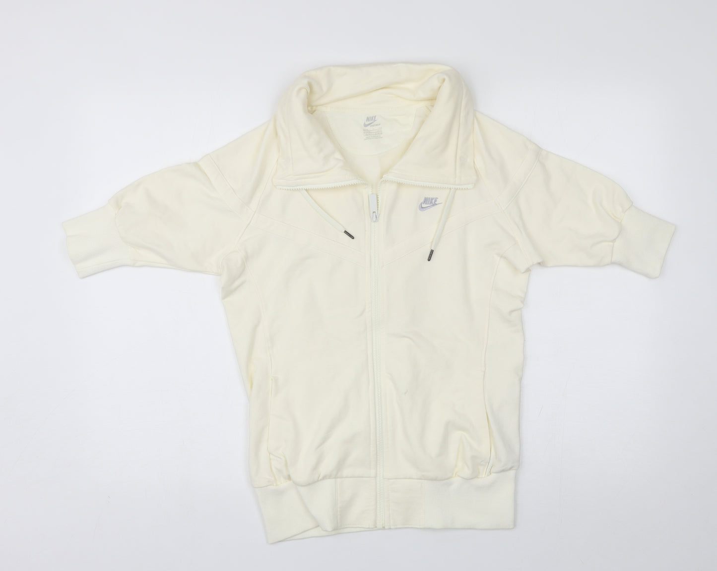 Nike Womens Ivory Collared  Modal Full Zip Jumper Size 8