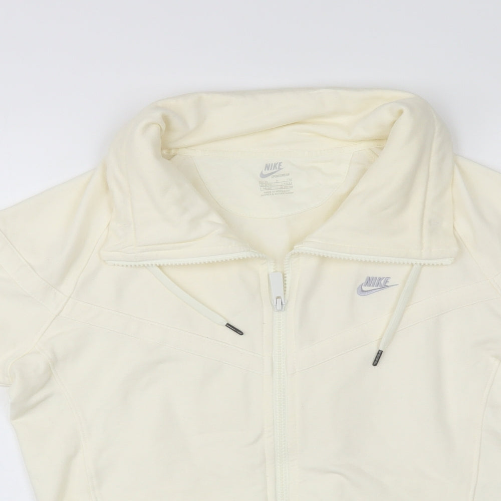 Nike Womens Ivory Collared  Modal Full Zip Jumper Size 8