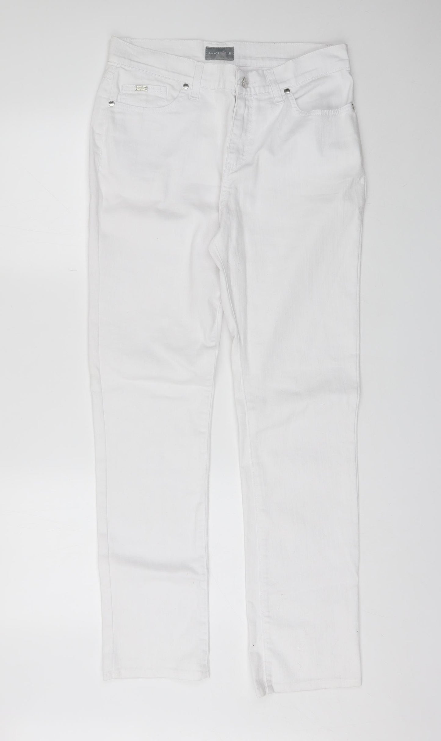 Per Una Womens White  Cotton Straight Jeans Size 12 L29 in Regular