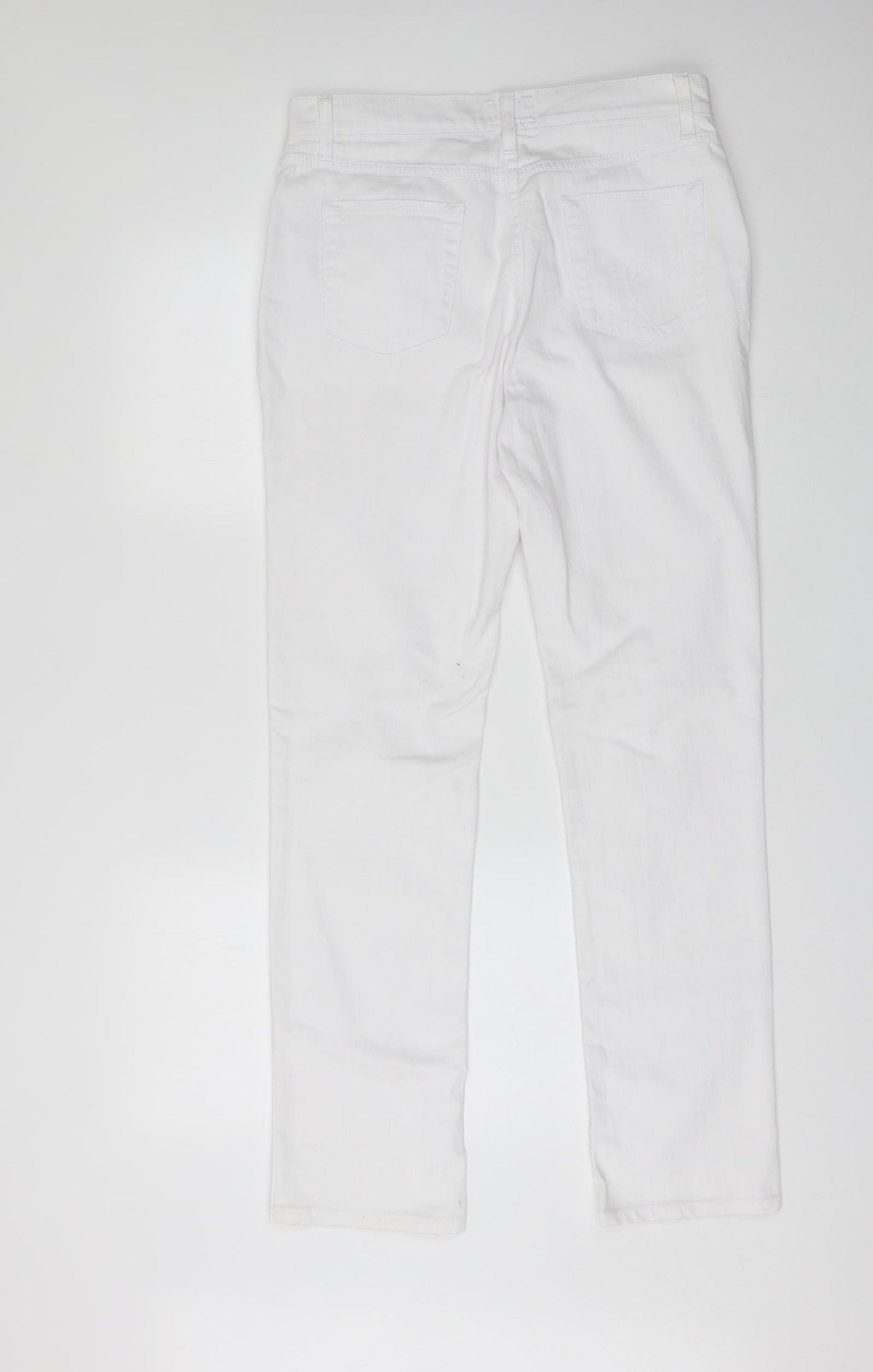 Per Una Womens White  Cotton Straight Jeans Size 12 L29 in Regular