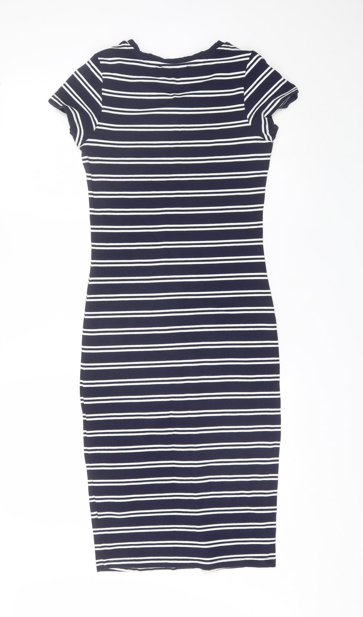 Atmosphere Womens Blue Striped Cotton Bodycon  Size 8  Round Neck