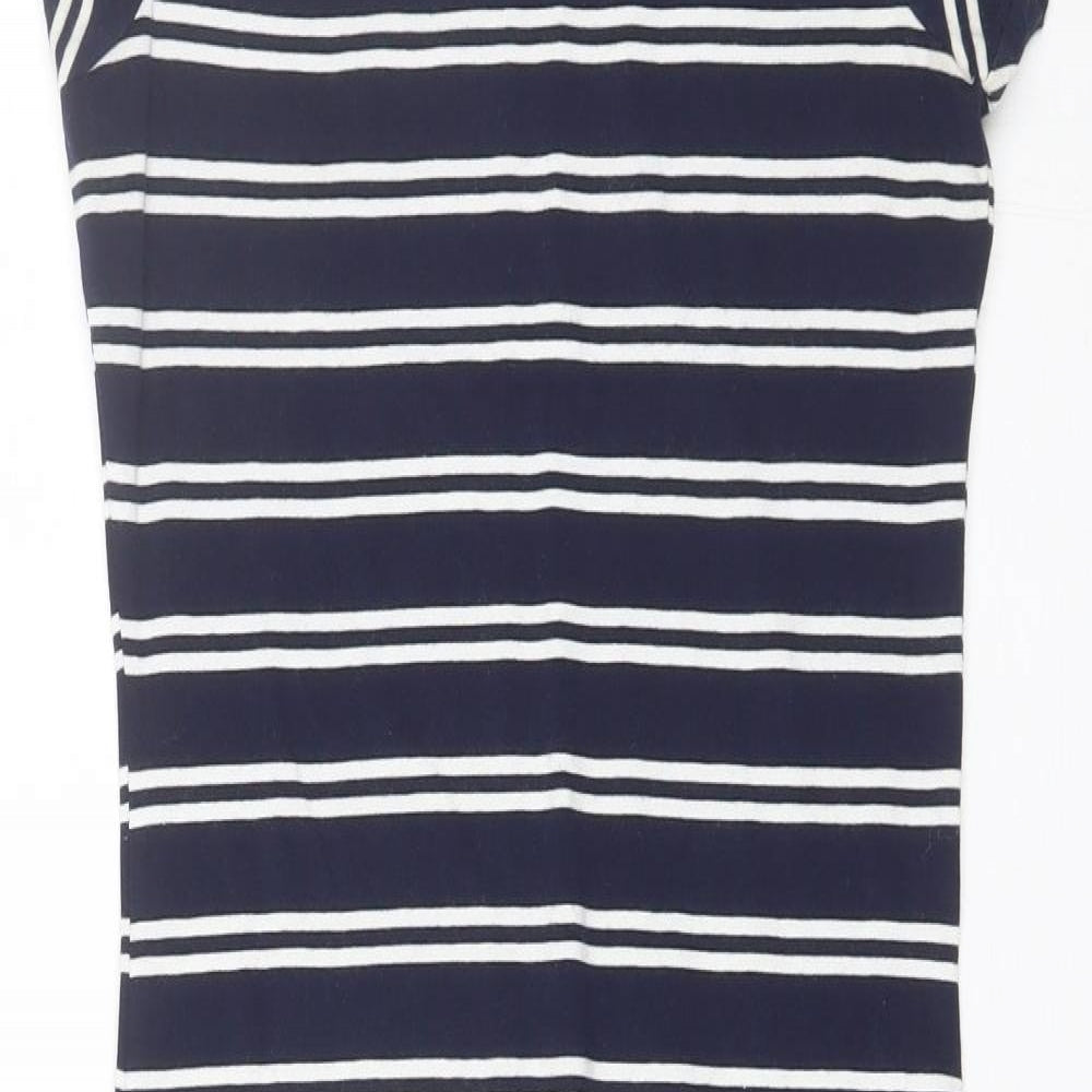 Atmosphere Womens Blue Striped Cotton Bodycon  Size 8  Round Neck