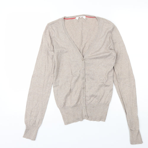 Clockhouse Womens Beige V-Neck  Cotton Cardigan Jumper Size L
