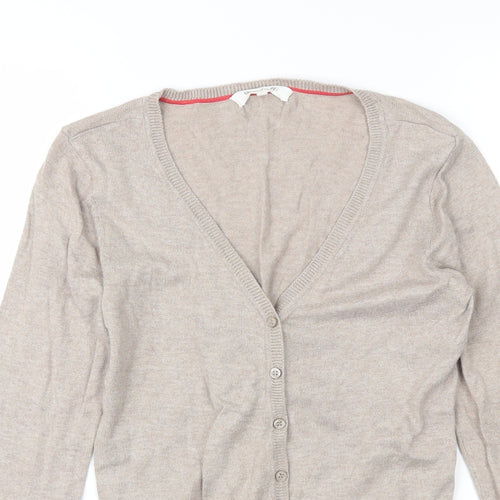 Clockhouse Womens Beige V-Neck  Cotton Cardigan Jumper Size L