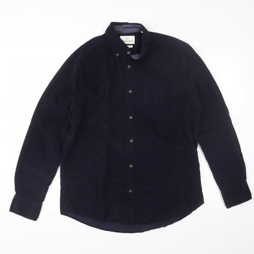 Taylor & Hunt Mens Blue  Cotton  Button-Up Size M Collared