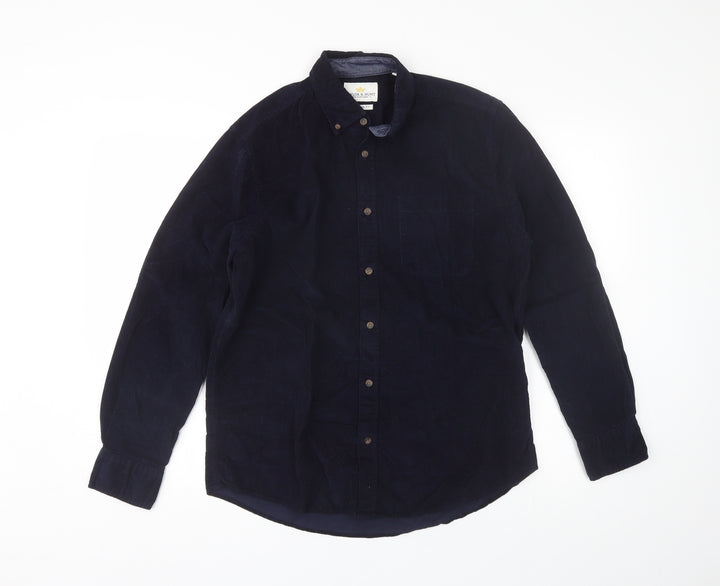 Taylor & Hunt Mens Blue Cotton Button-Up Size M Collared