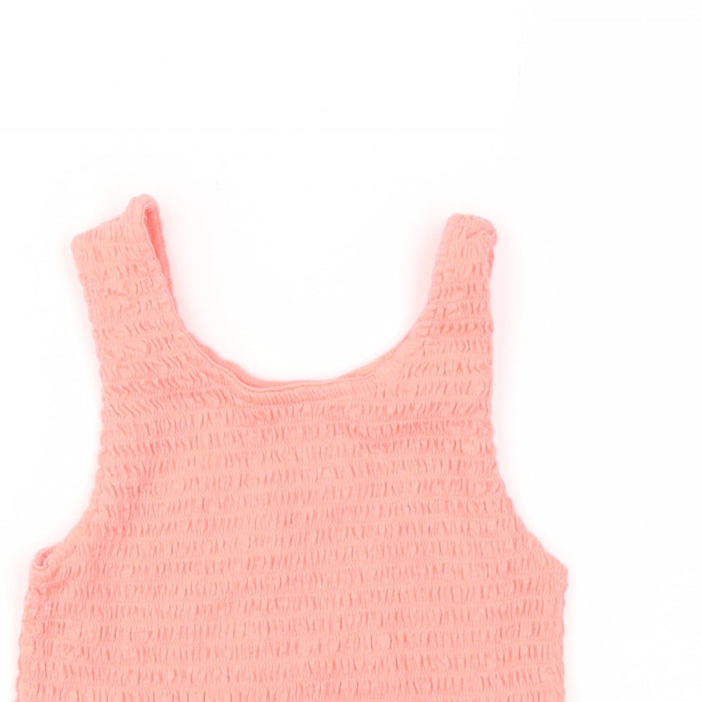 Primark Girls Pink  Cotton Basic Tank Size 11-12 Years Round Neck