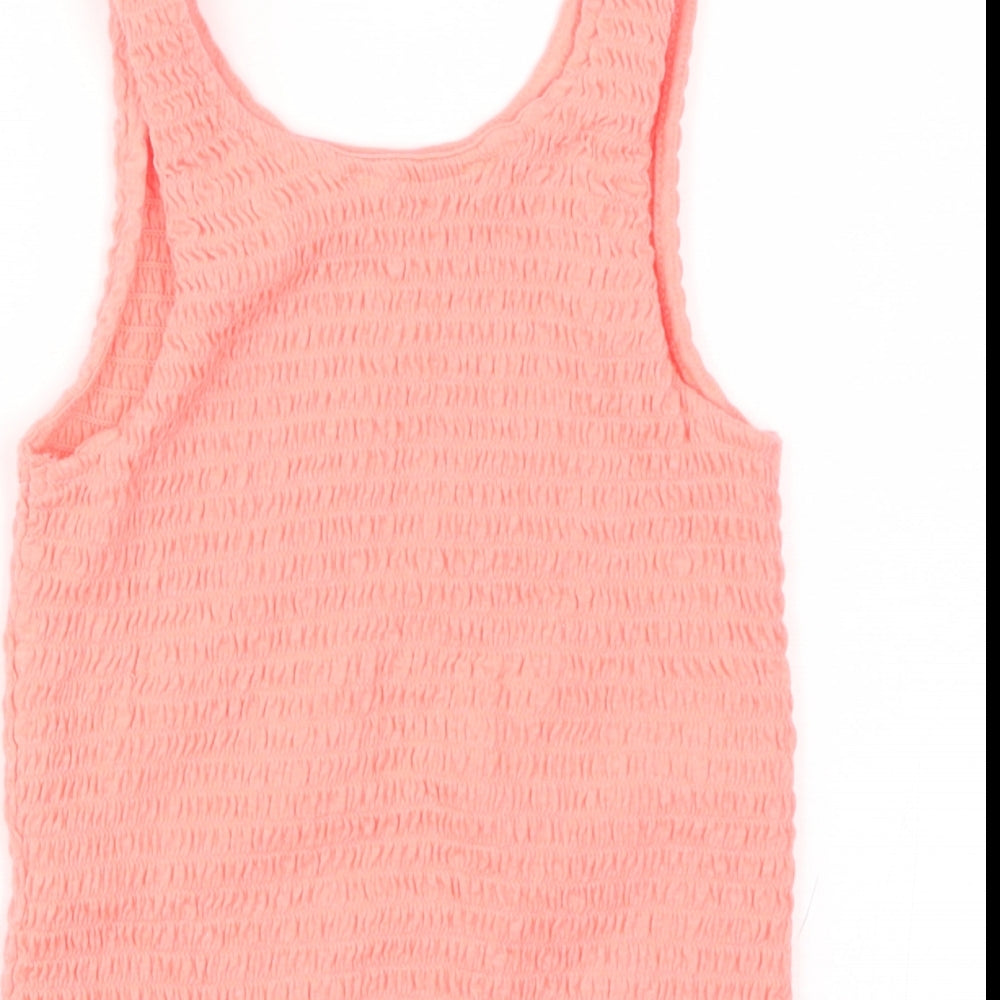 Primark Girls Pink  Cotton Basic Tank Size 11-12 Years Round Neck