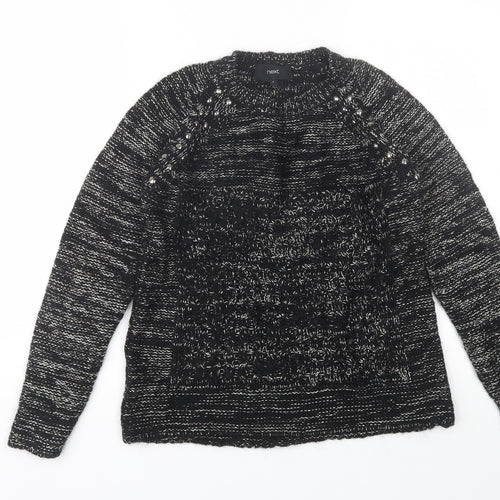 NEXT Womens Black Round Neck  Acrylic Pullover Jumper Size 8
