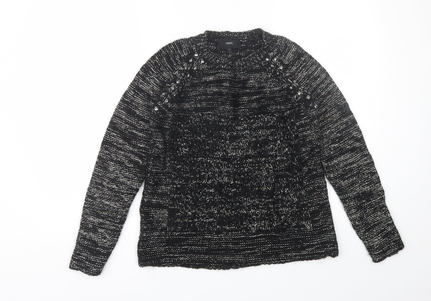 NEXT Womens Black Round Neck  Acrylic Pullover Jumper Size 8