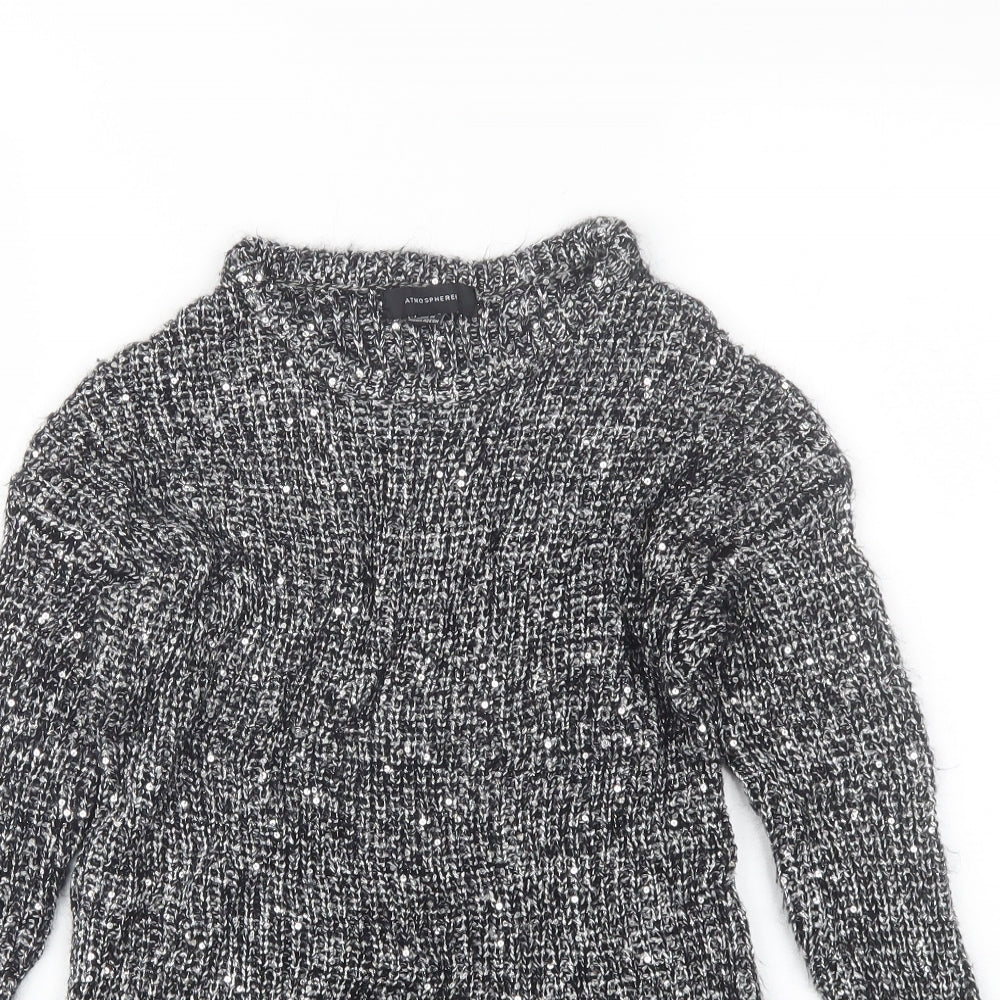 Atmosphere Womens Black Round Neck  Polyester Pullover Jumper Size 8