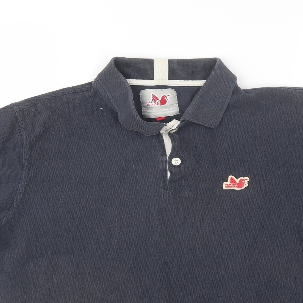 PEACEFUL HOOLIGAN Mens Blue  Cotton  Polo Size M Collared