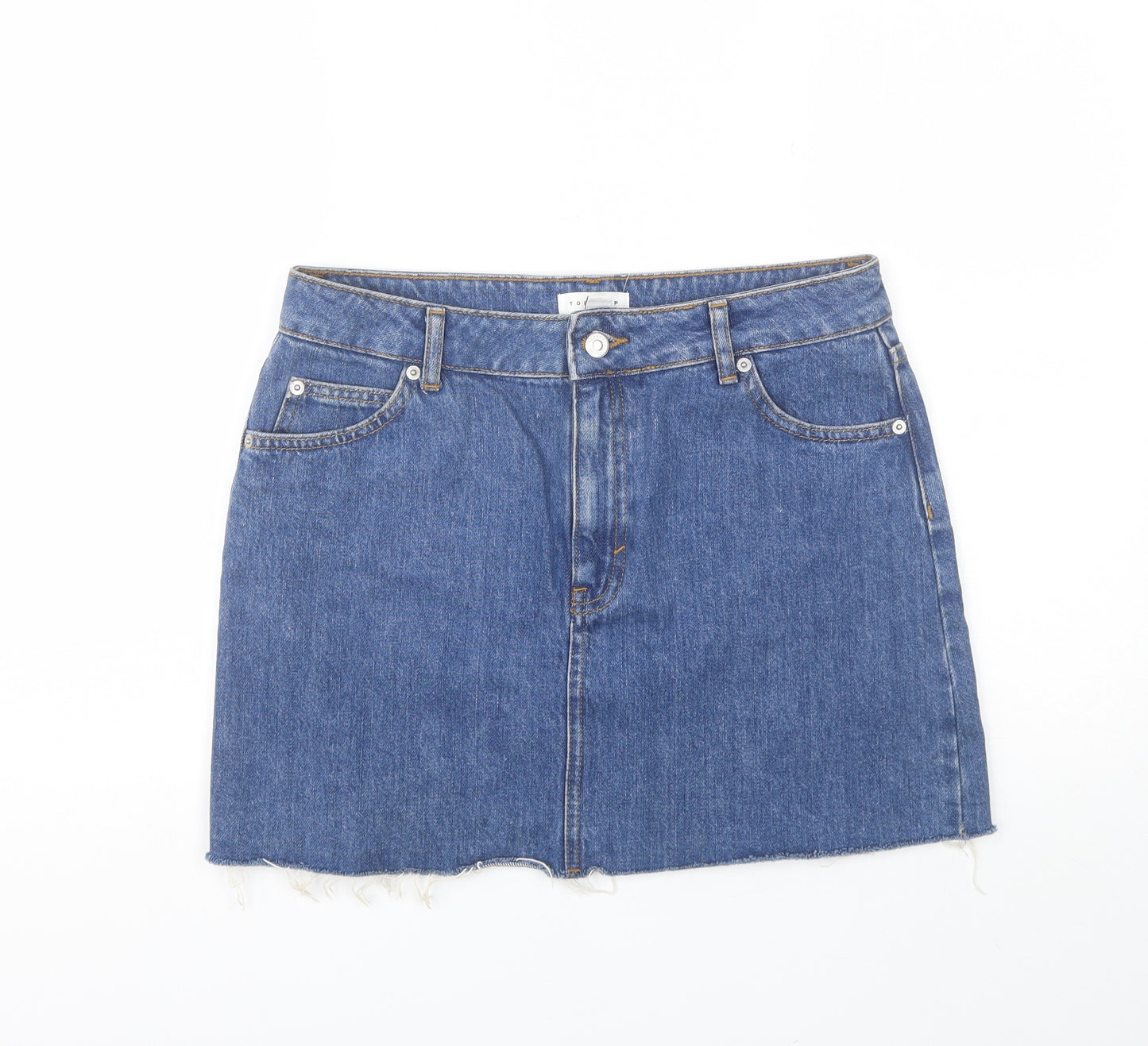 Topshop Womens Blue  Cotton Mini Skirt Size 12