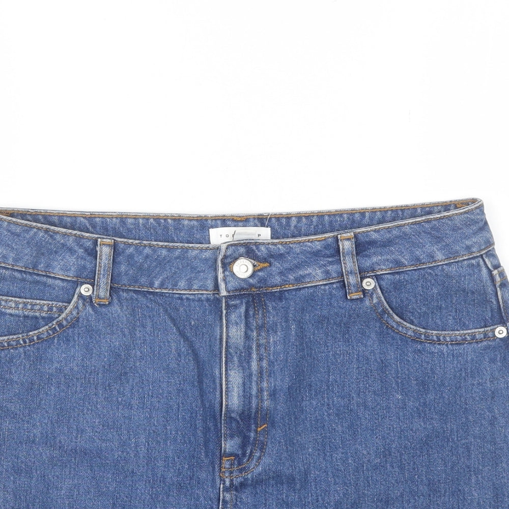 Topshop Womens Blue  Cotton Mini Skirt Size 12