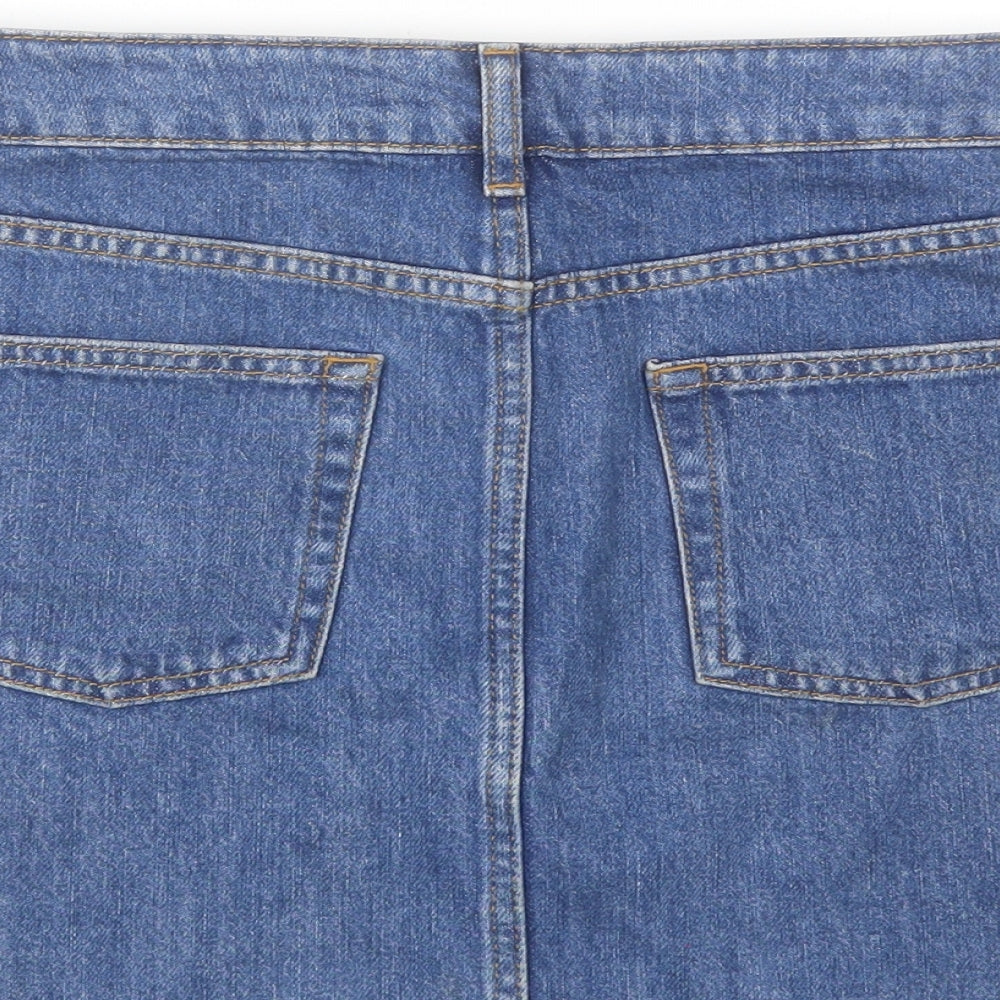 Topshop Womens Blue  Cotton Mini Skirt Size 12
