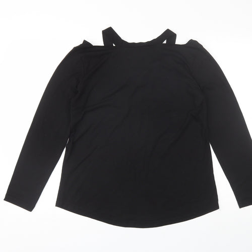 Preworn Womens Black  Cotton Basic Blouse Size XL V-Neck