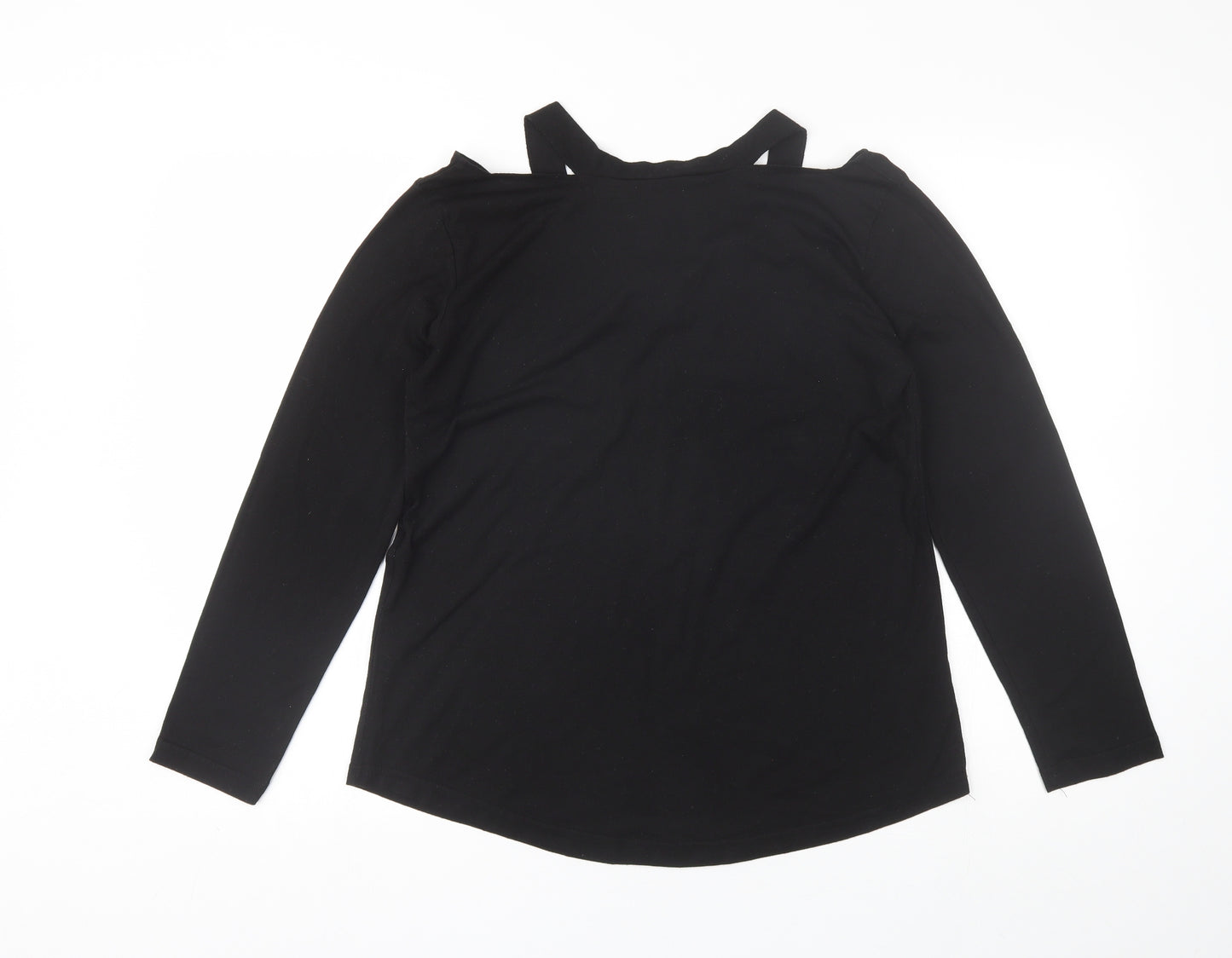 Preworn Womens Black  Cotton Basic Blouse Size XL V-Neck