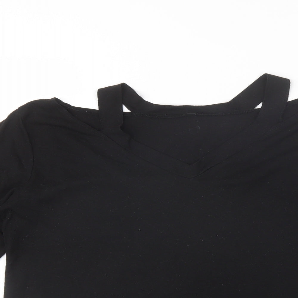 Preworn Womens Black  Cotton Basic Blouse Size XL V-Neck