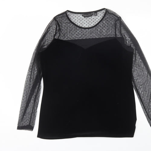 Dorothy Perkins Womens Black  Polyester Basic Blouse Size 12 Round Neck