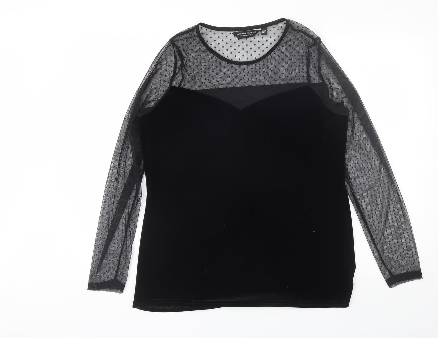 Dorothy Perkins Womens Black  Polyester Basic Blouse Size 12 Round Neck