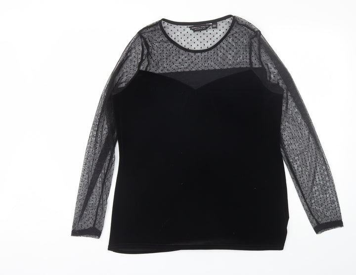 Dorothy Perkins Womens Black  Polyester Basic Blouse Size 12 Round Neck