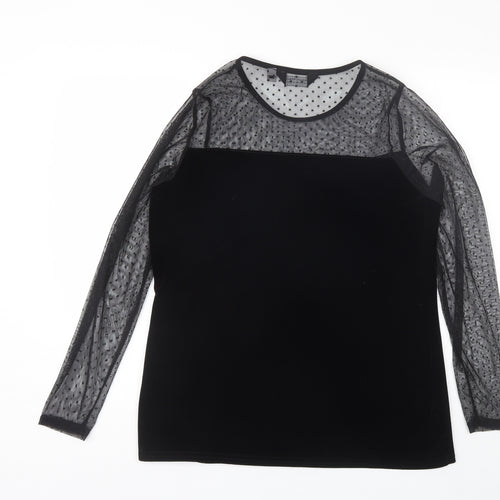Dorothy Perkins Womens Black  Polyester Basic Blouse Size 12 Round Neck