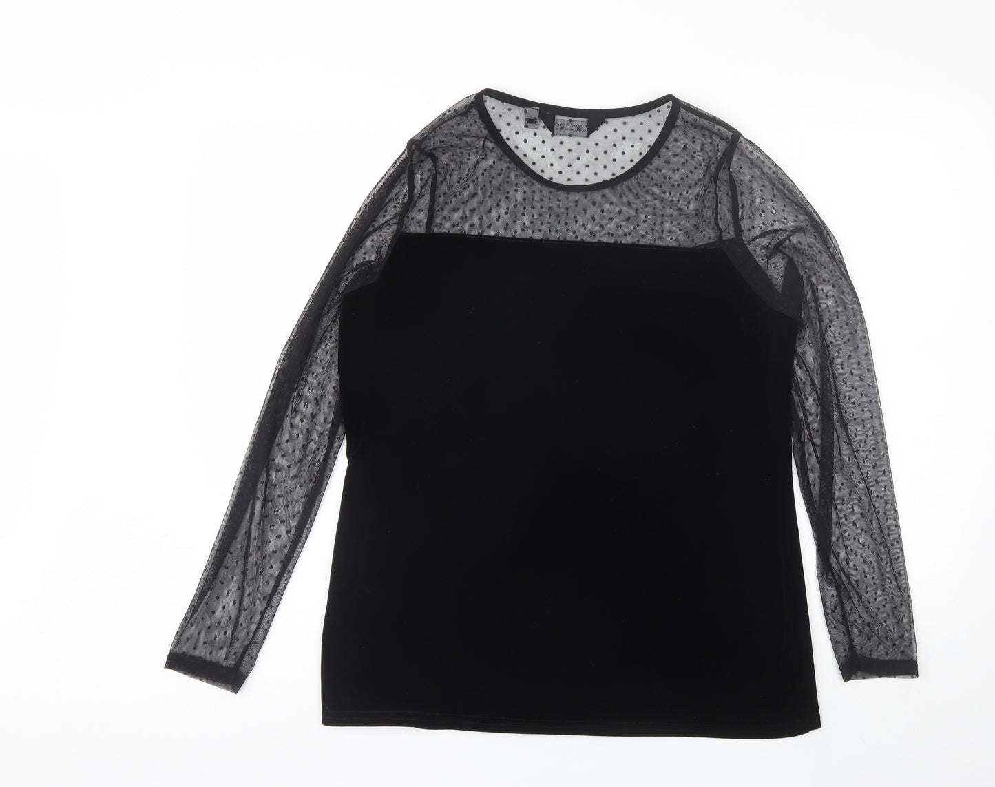Dorothy Perkins Womens Black  Polyester Basic Blouse Size 12 Round Neck