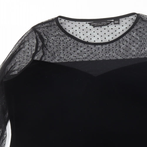 Dorothy Perkins Womens Black  Polyester Basic Blouse Size 12 Round Neck