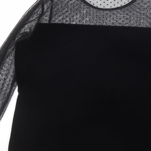 Dorothy Perkins Womens Black  Polyester Basic Blouse Size 12 Round Neck