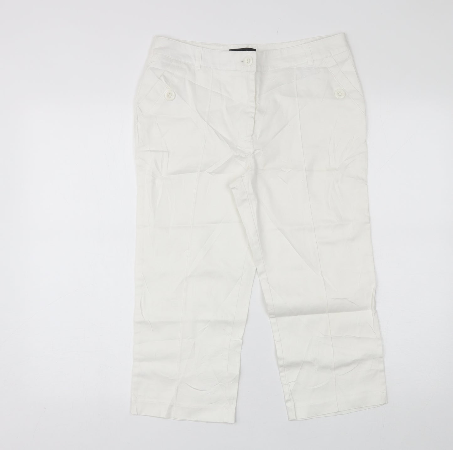 Papaya Womens White  Cotton Chino Trousers Size 10 L20 in Regular