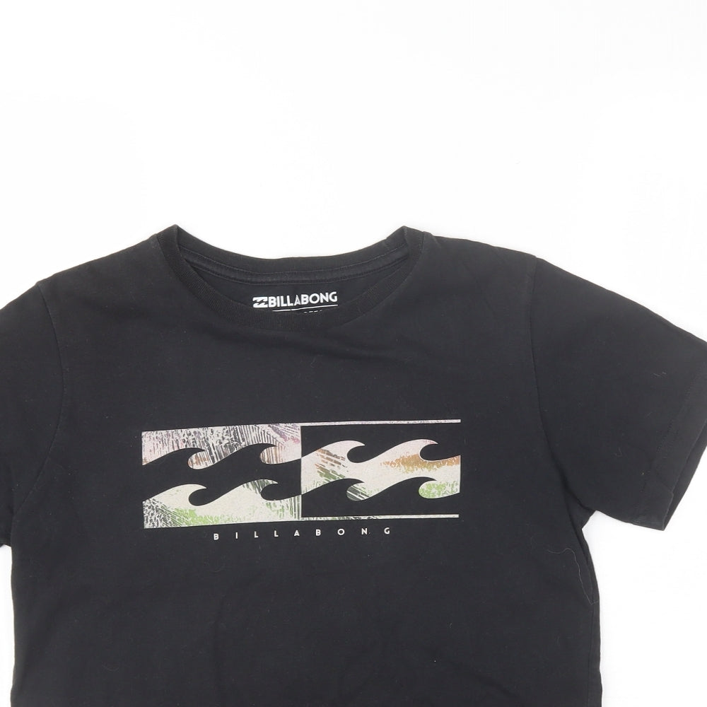 Billabong Womens Black  Cotton Basic T-Shirt Size 12 Round Neck