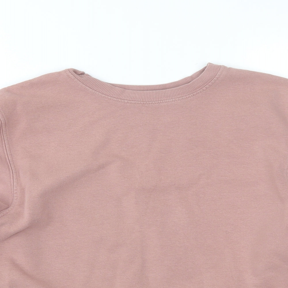 Zara Womens Pink Round Neck  Cotton Pullover Jumper Size M