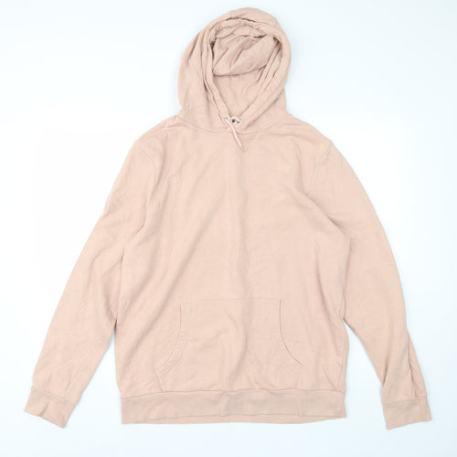 New Look Mens Pink  Cotton Pullover Hoodie Size L