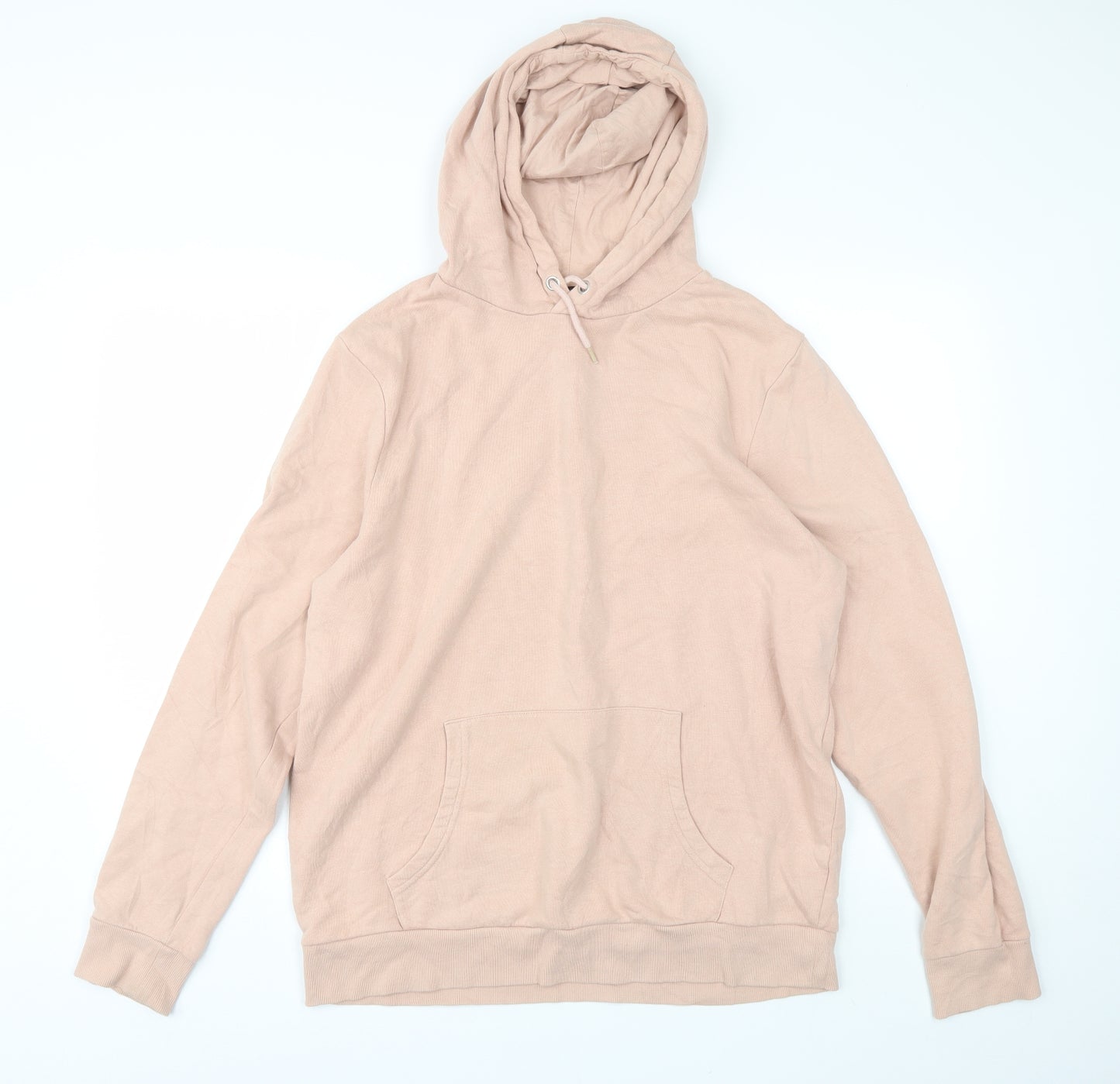 New Look Mens Pink  Cotton Pullover Hoodie Size L