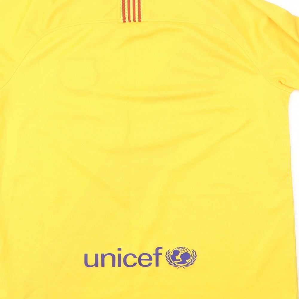 Nike Boys Yellow  Polyester Basic T-Shirt Size L V-Neck  - Football