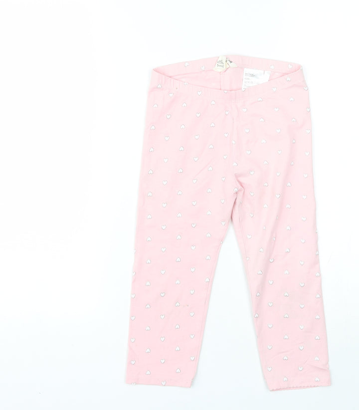 H&M Girls Pink Polka Dot Cotton Jogger Trousers Size 10 Years  Regular