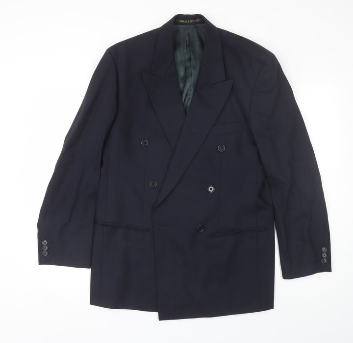Marks and Spencer Mens Blue  Wool Jacket Blazer Size M