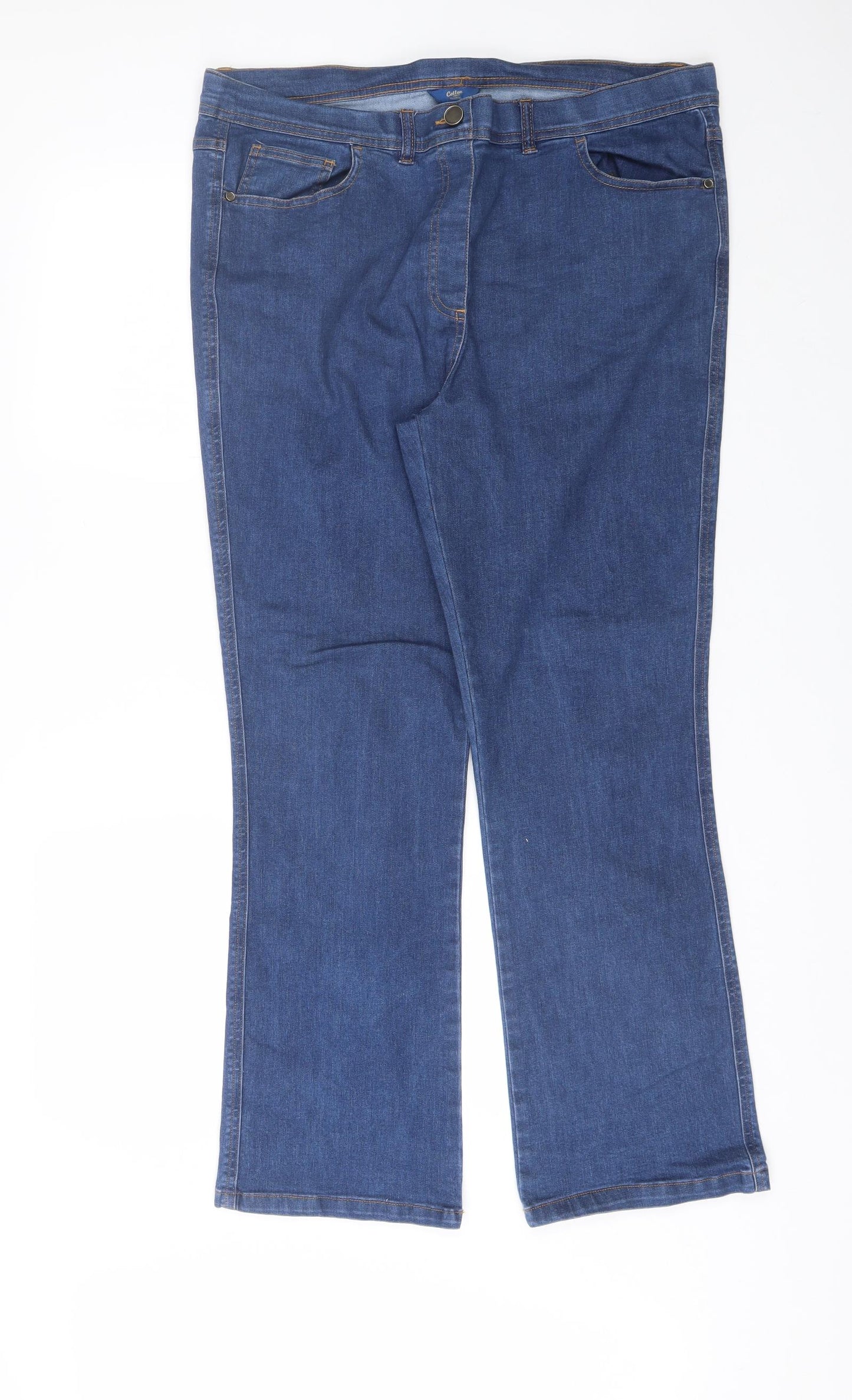 Cotton Traders Womens Blue  Cotton Bootcut Jeans Size 18 L28 in Regular