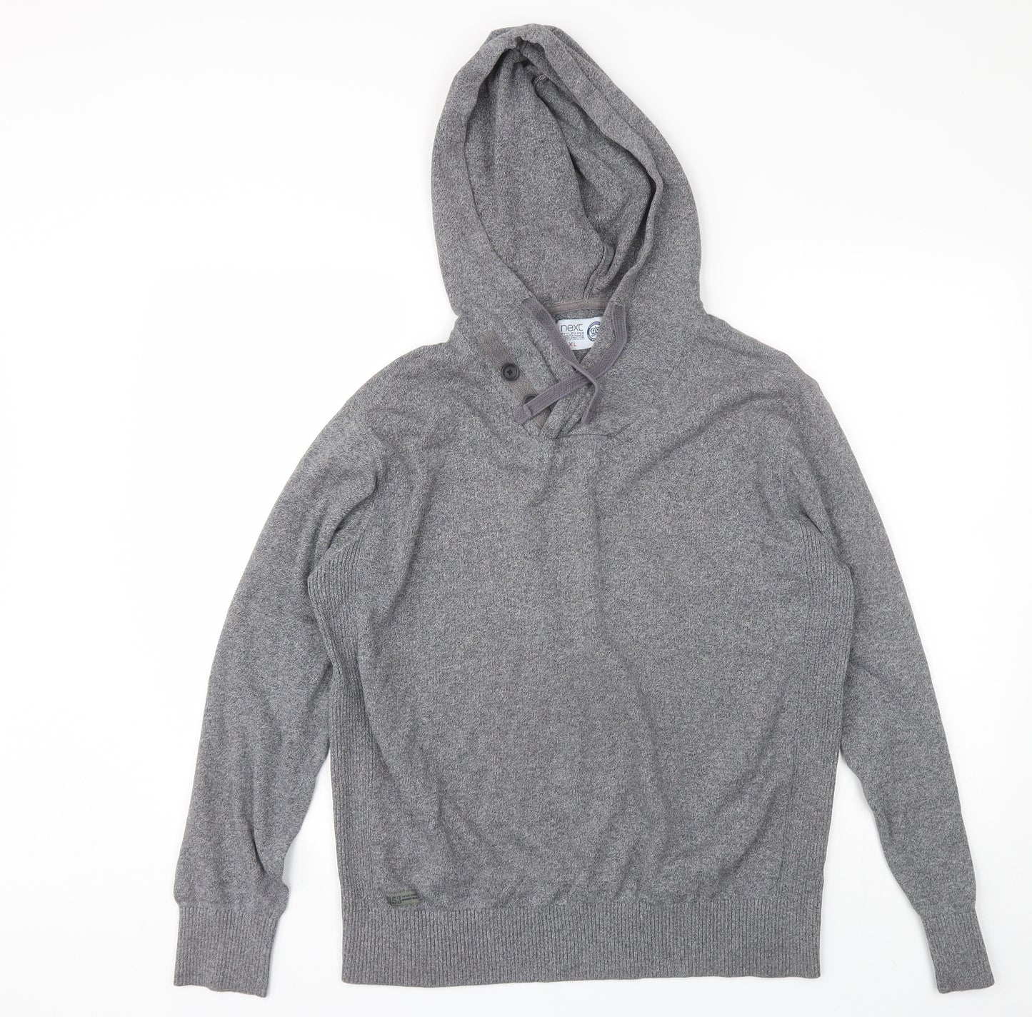 NEXT Mens Grey  Cotton Blend Pullover Hoodie Size XL
