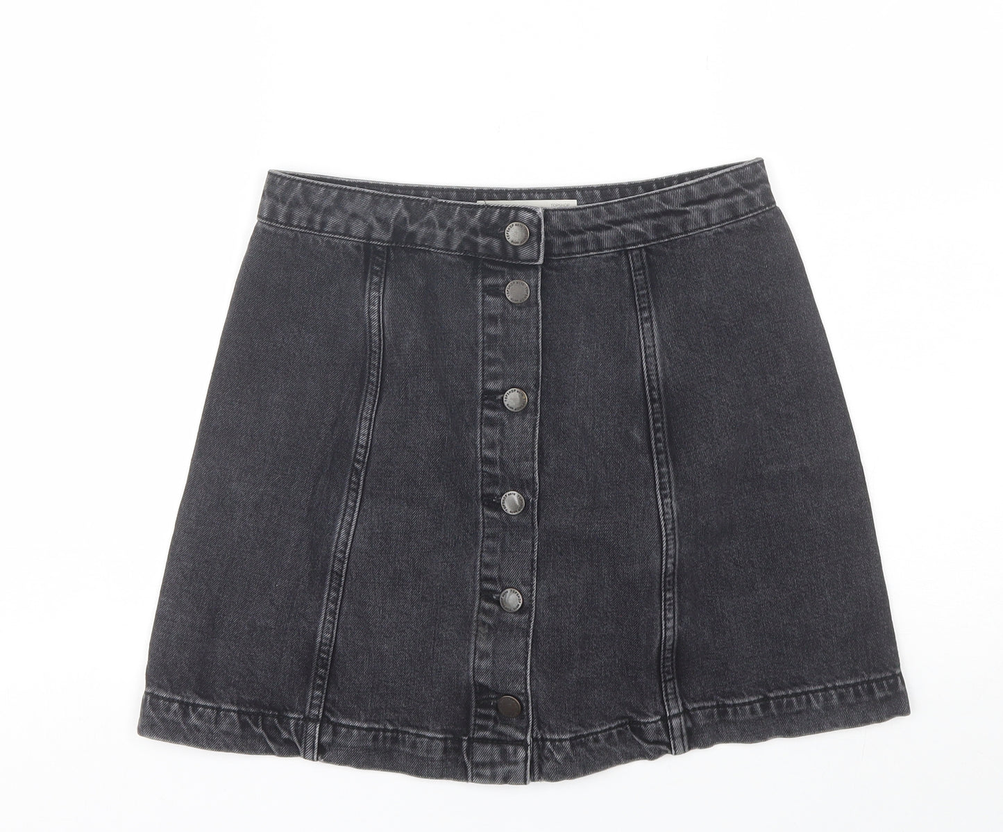 Topshop Womens Black  Cotton Mini Skirt Size 28 in
