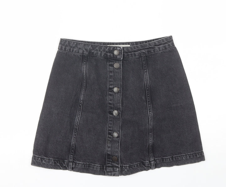 Topshop Womens Black  Cotton Mini Skirt Size 28 in