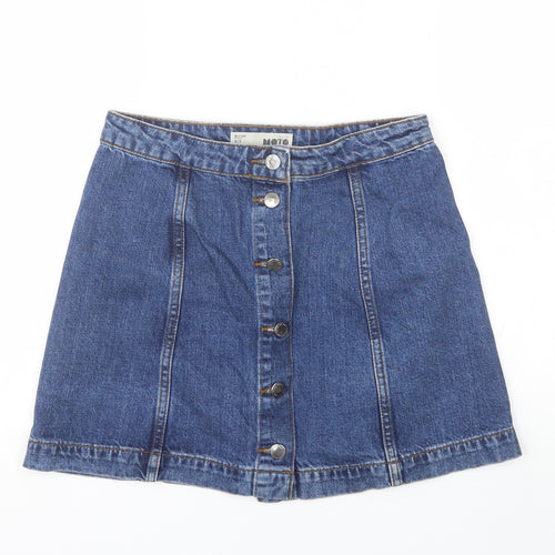 Topshop Womens Blue  Cotton Mini Skirt Size 28 in