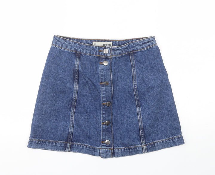 Topshop Womens Blue  Cotton Mini Skirt Size 28 in