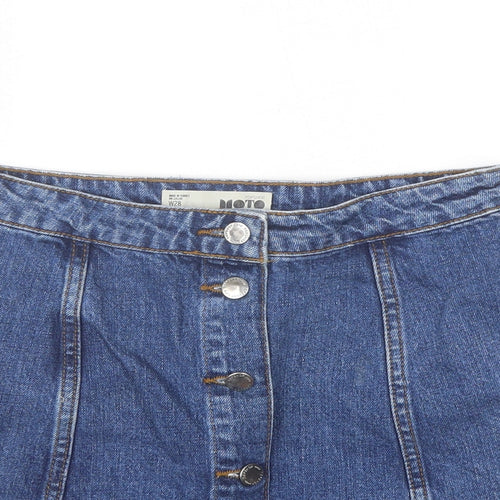 Topshop Womens Blue  Cotton Mini Skirt Size 28 in